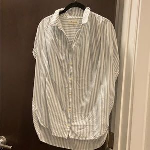 Oversized short sleeve button down shirt